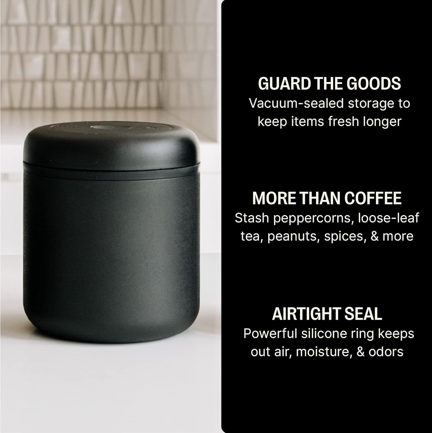 Atmos Vacuum Canister - 0.7 L Matte Black Stainless Steel