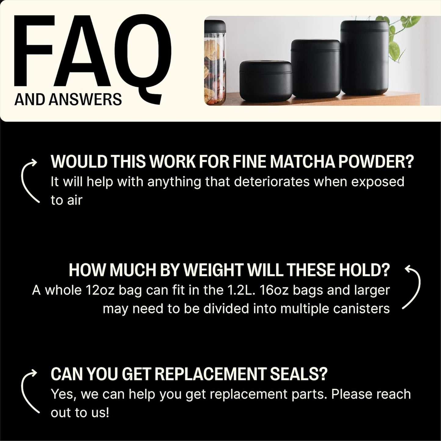 Atmos Vacuum Canister - 0.7 L Matte Black Stainless Steel