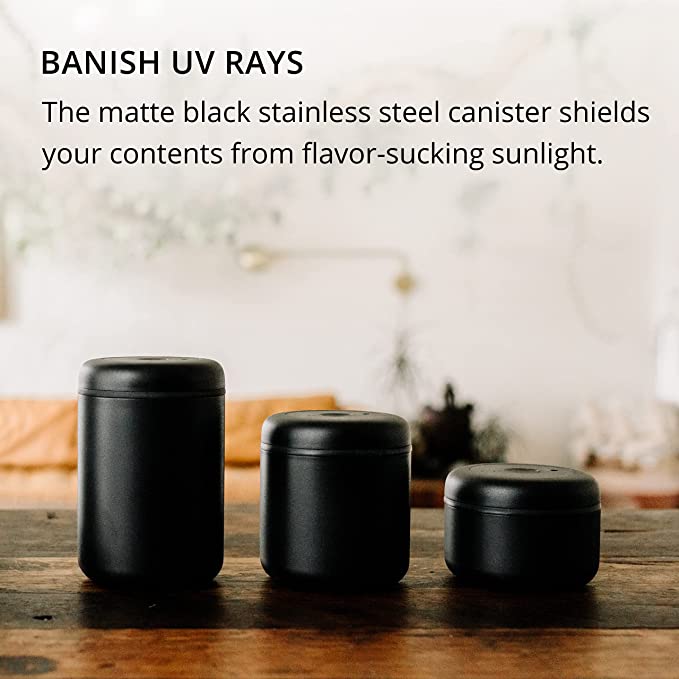 Atmos Vacuum Canister - 1.2 L Matte Black Stainless Steel