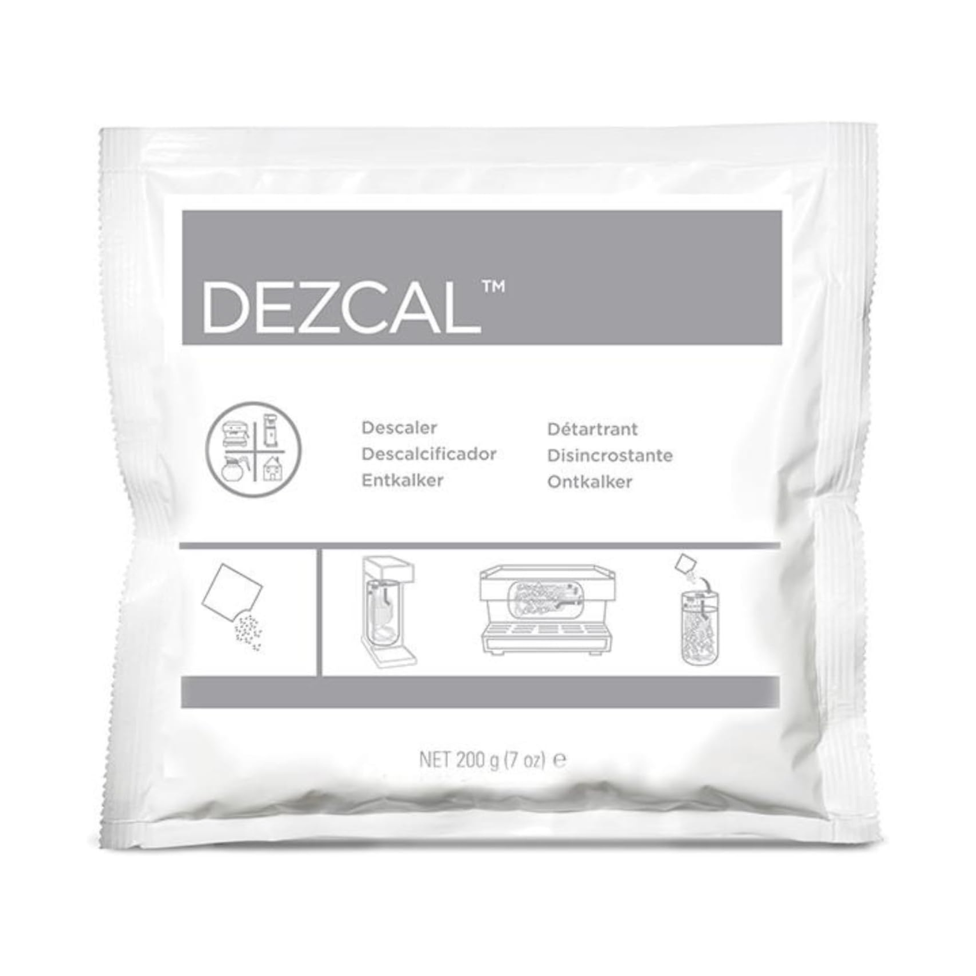 DEZCAL descaler packaging on a white background