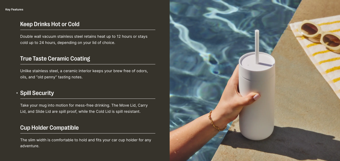 Carter Travel Mug 3-in-1 Lid System Matte Black