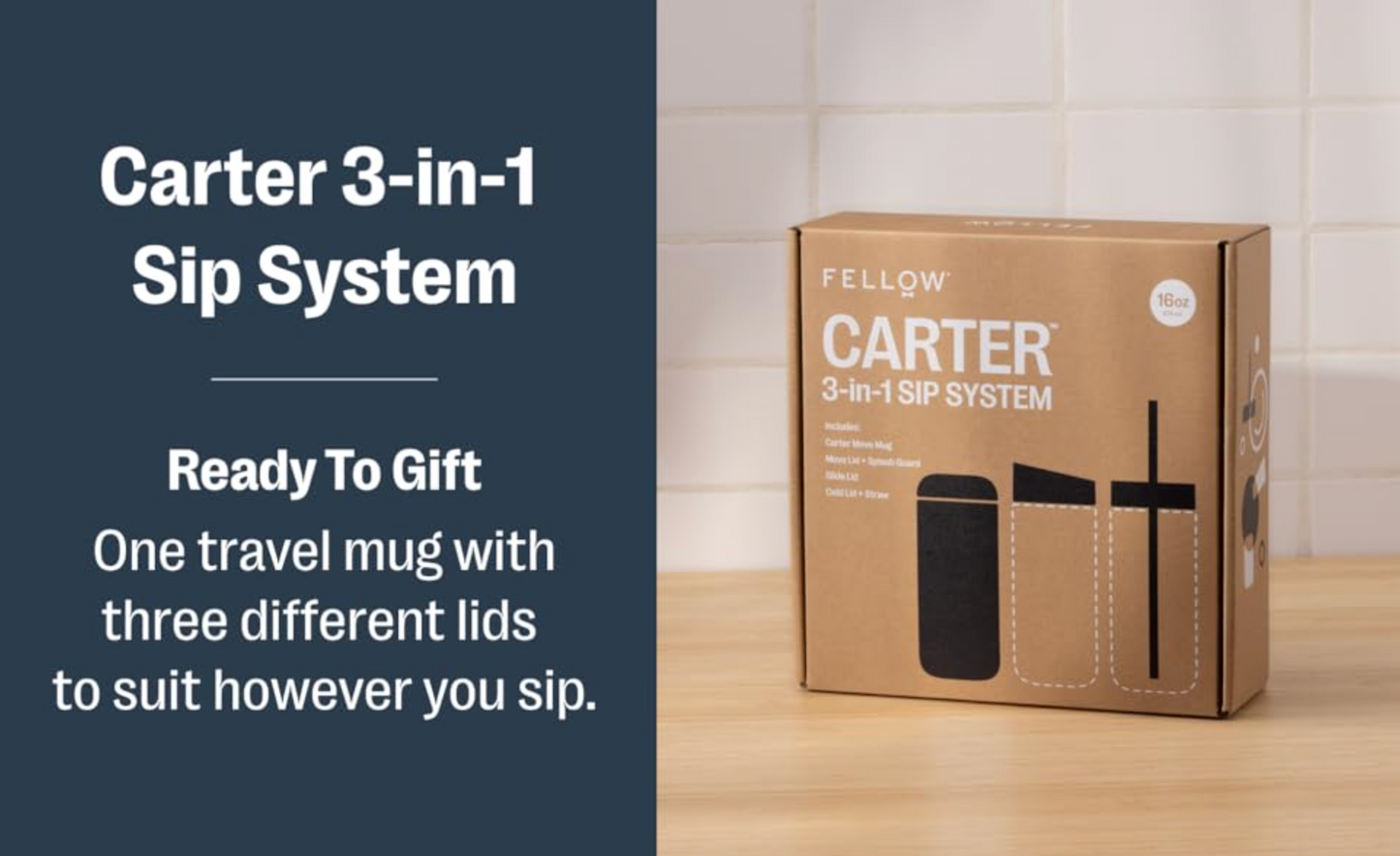 Carter Travel Mug 3-in-1 Lid System Matte Black